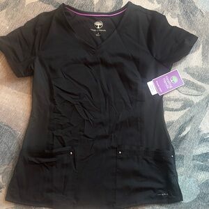 Healing Hands Black V-Neck Women's scrub Top